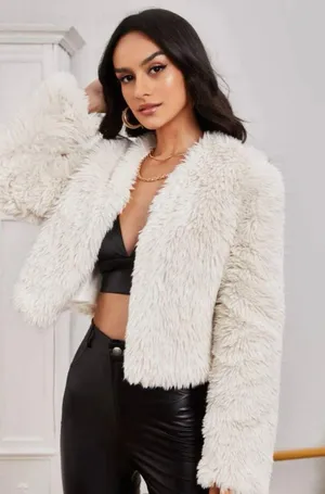 SheIn White Fur Coat thumbnail 1