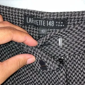 Lafayette Black & White Herringbone Wool Blend Wide Leg Pants Size 10 #771 thumbnail 6