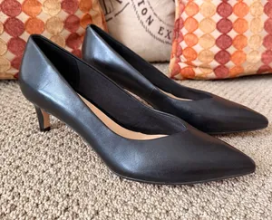 Clarks Cushion Plus Black Pointed-Toe Low Heel Pumps thumbnail 1