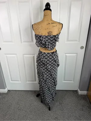 Thirty/Thirty LA Black Mesh Two Piece Maxi Skirt Crop Top Set Sz M NWOT thumbnail 10