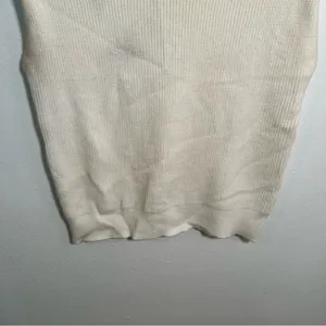 Fashion Women's Size Small Shoulder Pad Sleeveless Jumper Sweater Cream White thumbnail 10