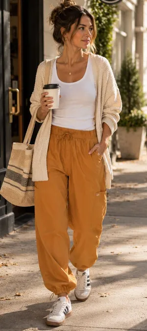 Rip Curl South Bay Cargo Pants Cotton Poplin Drawstring Utility Tan L thumbnail 1
