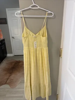 Hippie Rose Butter Yellow Smocked Tiered Midi Dress – Size Medium – NWT thumbnail 5