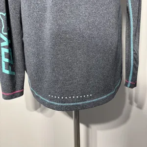 Fox Head Hoodie Top Womens Large Gray Long Sleeve Zip Pocket Graphic Lightweight thumbnail 8