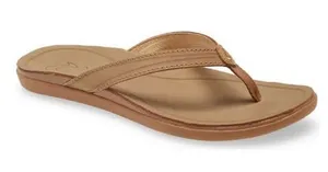 OluKai Women’s Aukai Leather Flip-Flop Sandals, Size 6 thumbnail 1