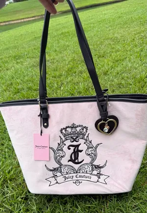 Juicy Couture Light Pink Tote with Black Trim and Heart Charm thumbnail 1