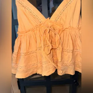 Kimchi Blue Nia babydoll crop top tank lace tie front bow Urban Outfitters neon thumbnail 6