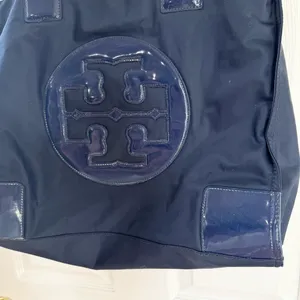 TORY BURCH Leather-Trimmed Navy Ella Tote bag Women’s Size L thumbnail 2