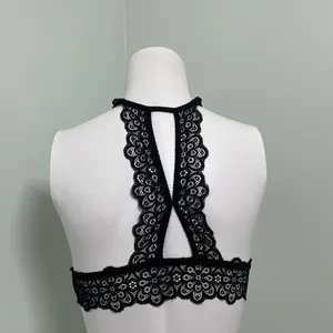 Aerie Nordic High Neck Black Lace Bralette thumbnail 9
