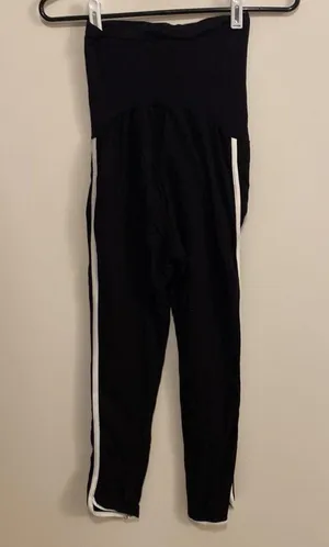 Motherhood, maternity size M, black, stretchy pants with white stripe thumbnail 2