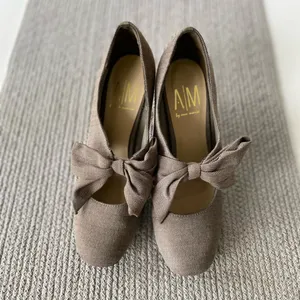 Vintage Ann Marino Brown White Herringbone Bow Tie High Heel Pumps Size 8.5 thumbnail 8