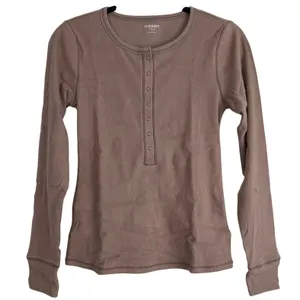 Old‎ Navy Cozy Snug Ribbed Henley Top Driftwood Brown Neutral Basics M NWT thumbnail 1