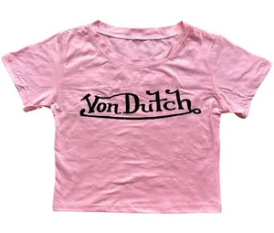 Von Dutch Y2K Pink Cropped Baby T-Shirt thumbnail 1
