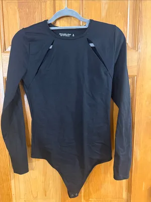 Abercrombie & Fitch black bodysuit unique shoulder cut-out size medium . thumbnail 1