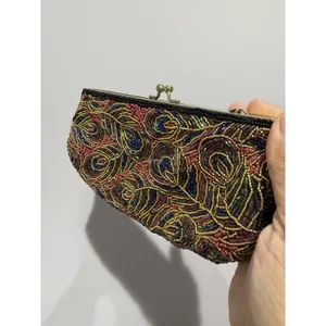 Multi-color LaRegale Evening Purse‎ Clutch Shoulder Strap Peacock Beaded M thumbnail 2