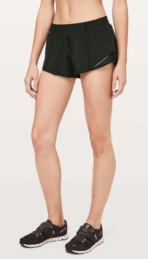 Lululemon Hotty Hot Short II 2.5 Black Running Shorts Womens Size 14 NW7ARK thumbnail 1