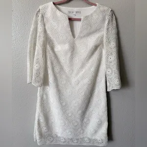 Trina Turk White Lace Shift Dress Size S Bridal Shower Garden Party Summer Chic thumbnail 2