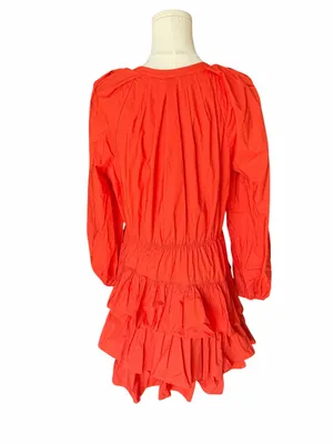 Ulla Johnson - Miranda Red Orange Ruffle Mini Dress Sz 10 thumbnail 5
