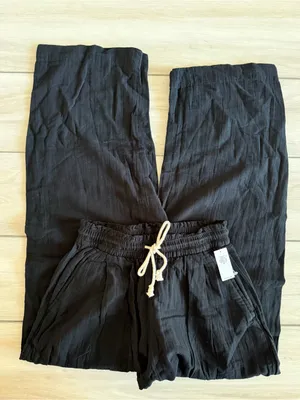 Old Navy High-Waisted Crinkle Gauze Barrel Ankle Pants Black XS NWT thumbnail 7