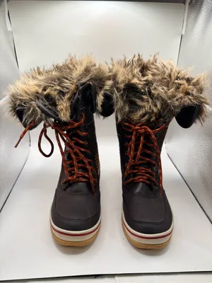 Faux Fur-Trimmed Brown Patterned Women's Winter Boots thumbnail 6