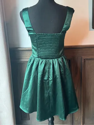 wild fable Dark Green Square-Neck Fit & Flare Mini Dress medium thumbnail 5