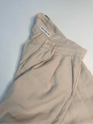 NONchalant Cream Wide-Leg High-Rise Trousers thumbnail 3