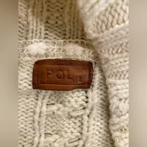 Size Large Cardigan Sweater Beige Cream Chunky Knit Long Wide Sleeved thumbnail 4