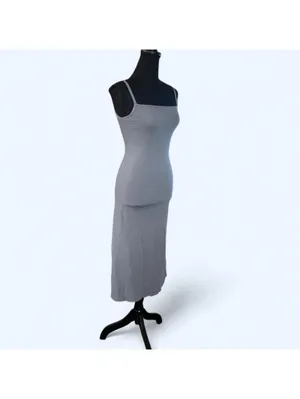 Zara vintage Y2K gray midi dress minimalist fitted slip dress Size Small thumbnail 3