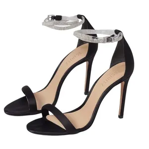 SCHUTZ Leanna Heels Women US 6 Black Crystal Ankle Strap Stilettos Gala‎ Event thumbnail 1