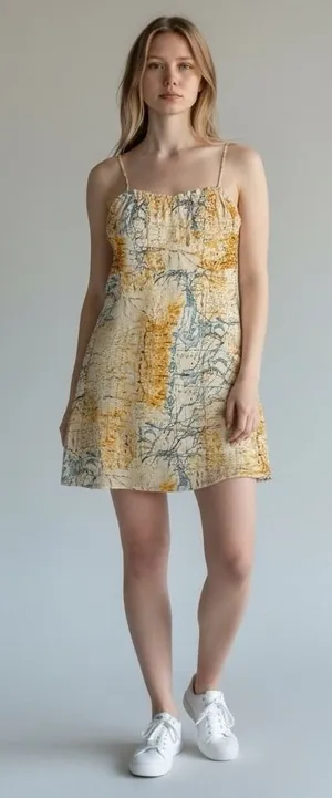 Urban Outfitters Map Print Mini Dress Y2K Spaghetti Strap Bodycon XS thumbnail 1