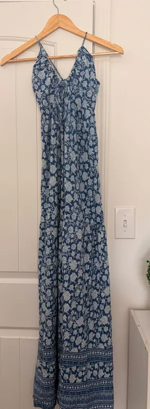 Sim & Sam blue floral maxi dress with adjustable straps  thumbnail 1