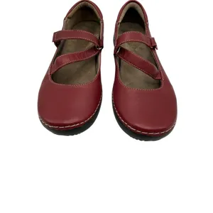 Vionic Judith Flat Mary Jane‎ Women 7 Red Burgundy Leather Orthaheel Support thumbnail 5
