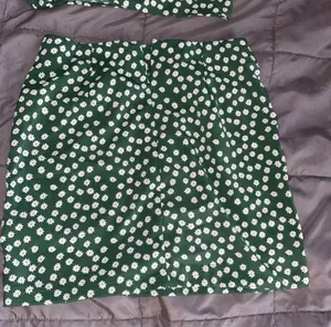 Zaful Green Floral Crop Top And Mini Skirt Set thumbnail 5