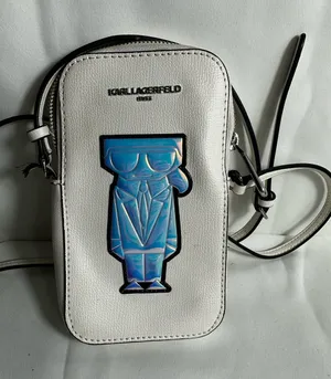 Karl Lagerfeld White Crossbody Phone Bag with Iridescent Blue Karl thumbnail 1