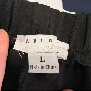 Favlux Women's Size Large Wide‎ Leg Palazzo Pant Open Wrap Front Black Pull On thumbnail 9
