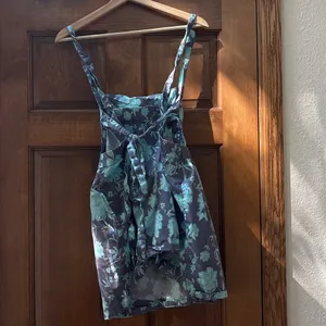 FREE PEOPLE Meet Me In Maui Printed Mini Dress in Ocean Combo Blue Size Small thumbnail 5