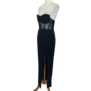 Elle Zeitoune Black Strapless Gown SMALL Bodycon Corset Bustier Designer $390 thumbnail 6