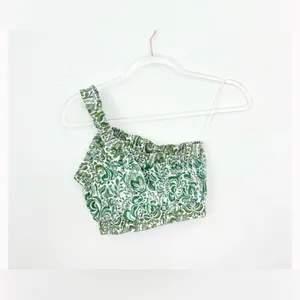 Hyacinth House Gina One Shoulder Crop Top Green Floral Cotton NWT Size S thumbnail 4