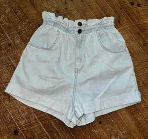 Billabong beachy paperbag flowy M denim surf shorts thumbnail 1
