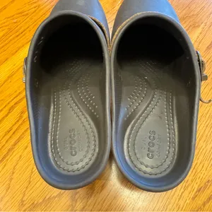 Crocs Women Sarah‎ Clog Brown Expresso Buckle Mules size 7 Flaw See Pic. thumbnail 8