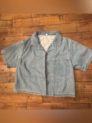 GU Denim Open Collar Shirt Blue thumbnail 2