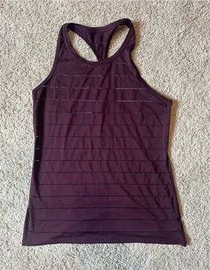 Athleta Racerback Tank Top in Deep Purple with Subtle Stripe Detail thumbnail 1