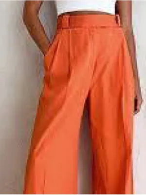Commense Vibrant Orange Wide Leg Cotton Trousers- NWT thumbnail 4