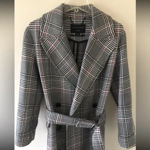 All Saints Tyla Check Plaid Wool Blend Belted Long Trench Coat thumbnail 7
