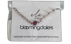 Ela by Ela Rae Pink Semi Precious Gemstone Bracelet Gold Dainty Stacking thumbnail 1