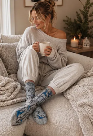 NWT Aerie Crew Socks Winter Polar Bear thumbnail 1
