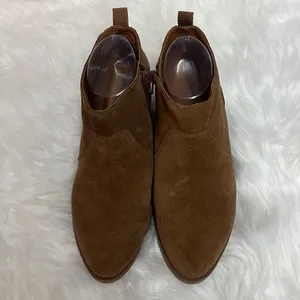 LUCKY BRAND Suede‎ Toffee Ankle Booties Zip Sides Womens 8 D18 thumbnail 4
