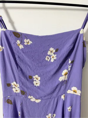 Reformation Lavender Floral Spaghetti-Strap Dress thumbnail 3