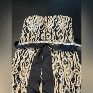 Betsy & Adam Sequin Lace Strapless Evening Gown With Sash size 6 NWT USA thumbnail 10