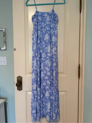 SO Blue Floral Spaghetti Strap Tiered Maxi Dress Size S thumbnail 2